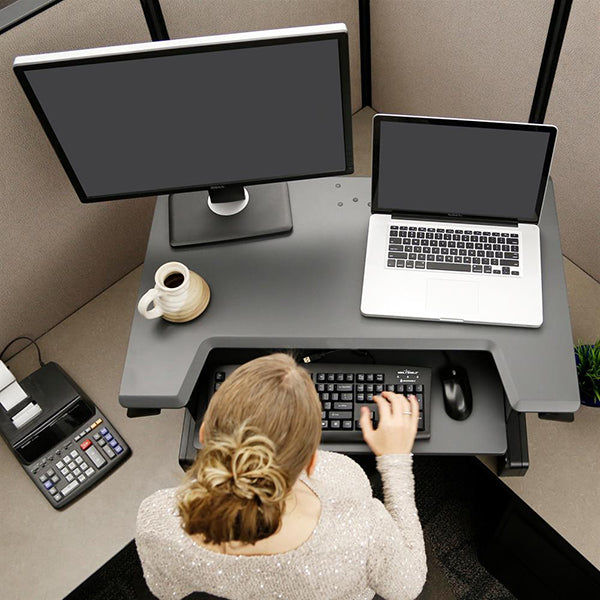 Ergotron Workfit TL - Sit Stand Desk - Desk Mount High Low Desk anywhere in office - affordable stand desk option 