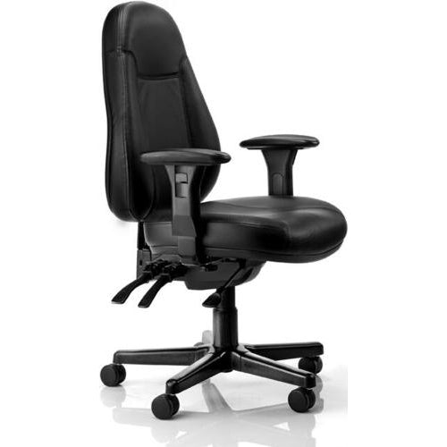 Buro Persona 24/7 -Black Leather Heavy Duty Chair - 24 Hour Chair